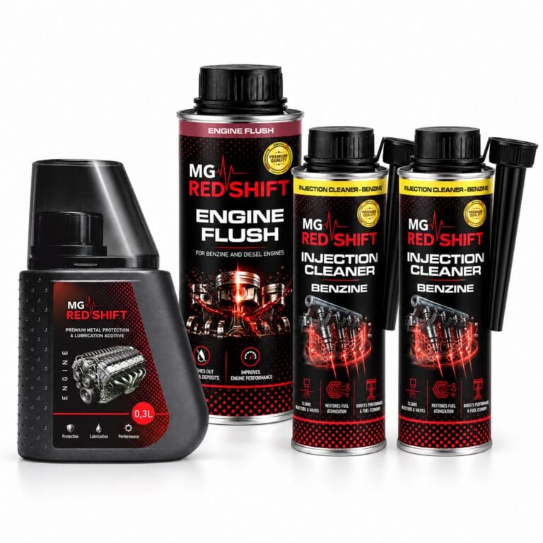 MG Red Shift Car SPA Premium Benzine – kit: Engine Flush, Engine 300 ml and two Injection Cleaner Benzine